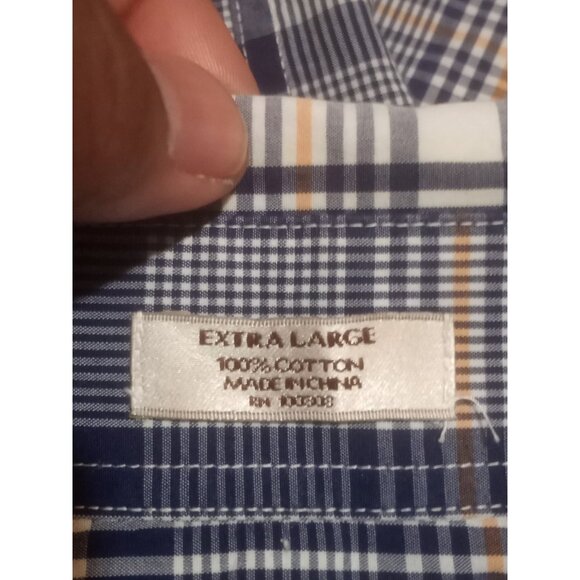 Peter Millar Plaid Short Sleeve Button Down Shirt Adult XL Blue White Mens - Picture 9 of 13